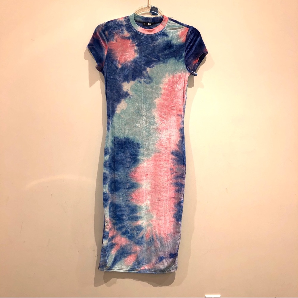 Tie dye Velvet midi dress
